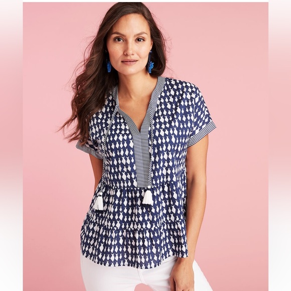 Vineyard vines Diamond Fish Tiered Top with tassels an excellent condition XS - Picture 14 of 15